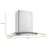 Whirlpool WVW75UC6DS stainless glass wall range hood underside