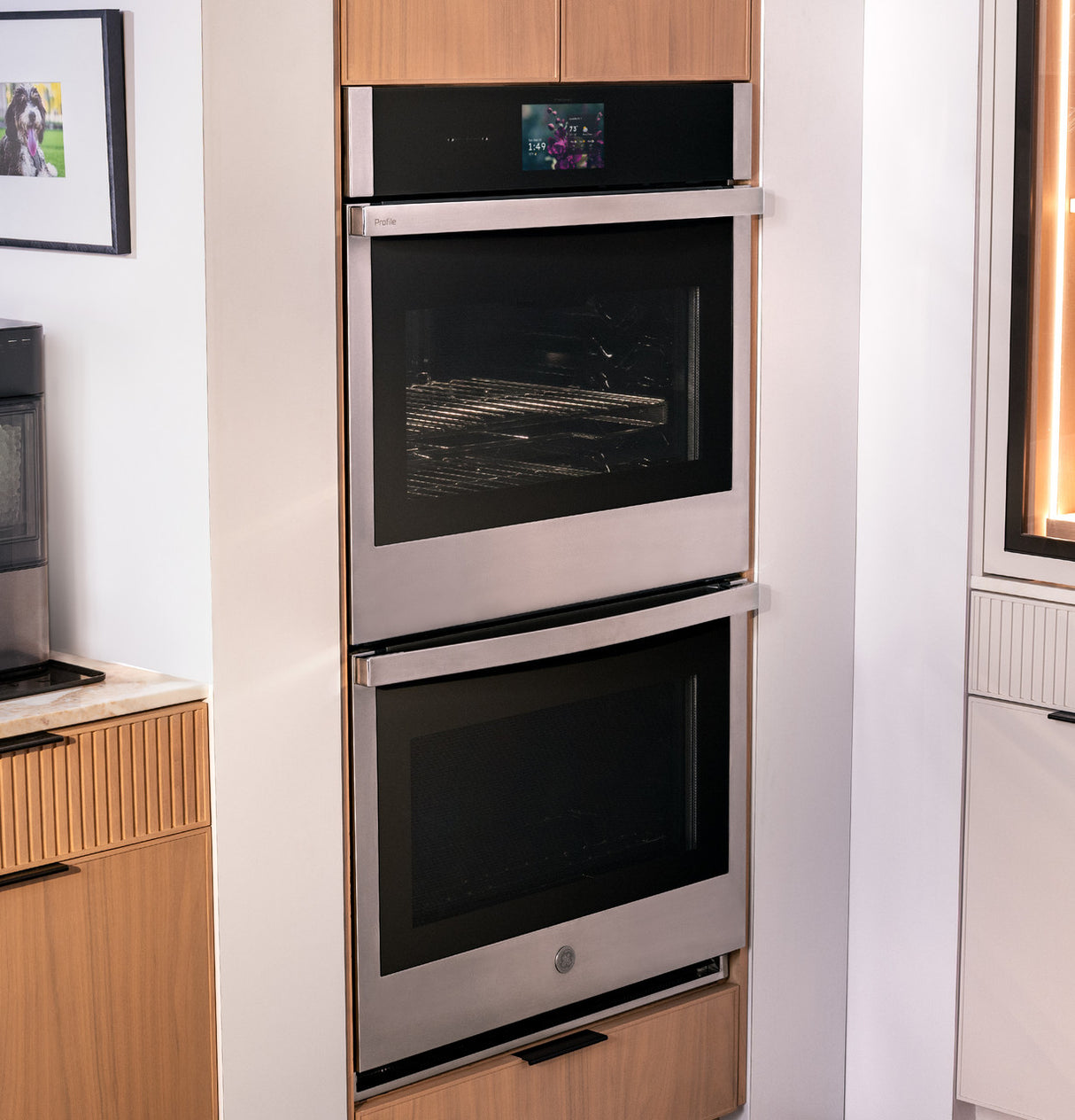 GE Profile PTD9000SZSS double wall oven installed in kitchen