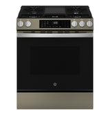 GE GGS600AVES Slate slide-in gas range front view