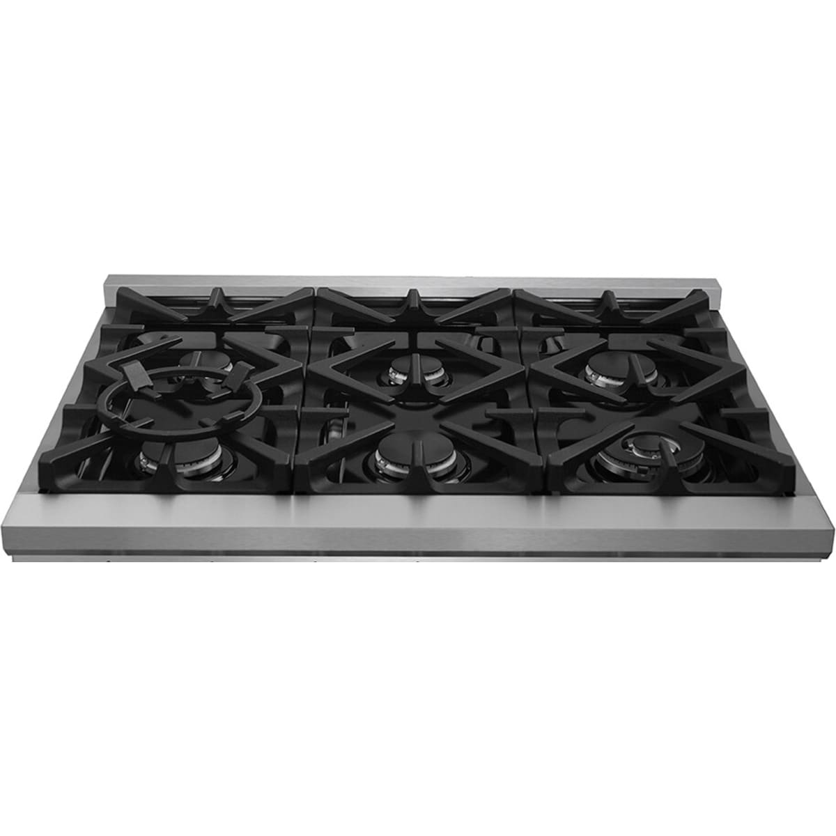 Forno Pro-Style FFSGS623936 36 Inch Freestanding Gas Range with 6 Sealed Burners, 5.36 cu. ft. Oven Capacity, Continuous Grates, Convection Cooking, Illuminated Zinc Knobs, Magic Eyes, Telescoping Racks, Blue Enameled Oven Interior, and ETL Listed