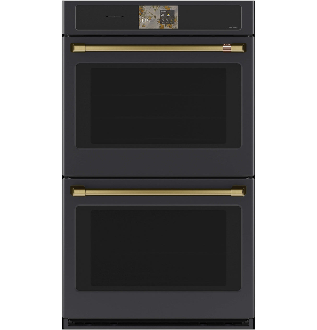 Café CTD90DP3ZD1 Double Wall Oven Matte Black with Brushed Brass hardware