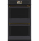 Café CTD90DP3ZD1 Double Wall Oven Matte Black with Brushed Brass hardware