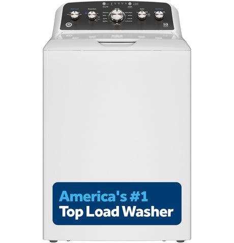 GE GTW485ASWWB white top load washer front view