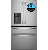 GE Profile PXD22HYYFS 4-door French-door counter-depth refrigerator in fingerprint resistant stainless steel