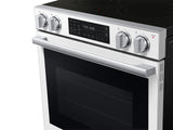 Samsung NSE80H63SW White Glass Slide-In Electric Range side view