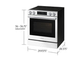 Samsung NSE80H63SW White Glass Slide-In Electric Range cooktop detail