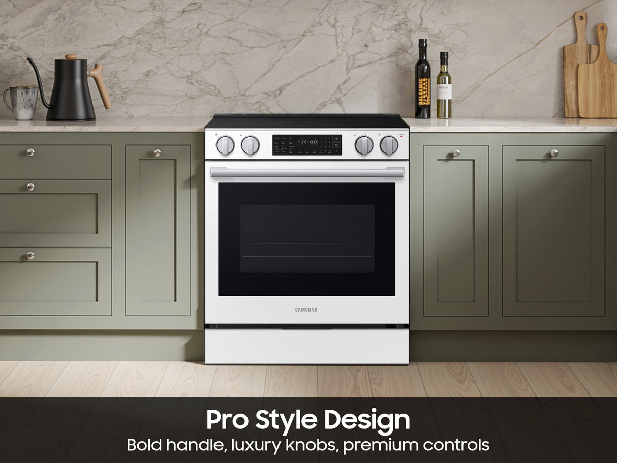Samsung NSE80H63SW White Glass Slide-In Electric Range oven interior