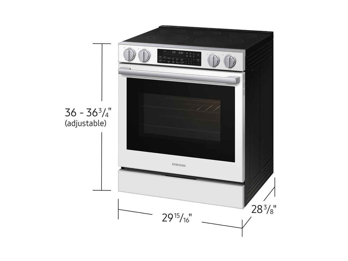 Samsung NSE90H63SW White Glass Slide-In Electric Range cooktop detail