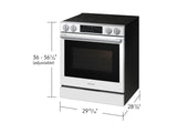 Samsung NSE90H63SW White Glass Slide-In Electric Range cooktop detail