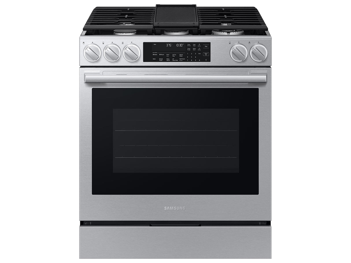 Samsung NSG90H63SR Bespoke Smart Slide-In Dual Fuel Range front view