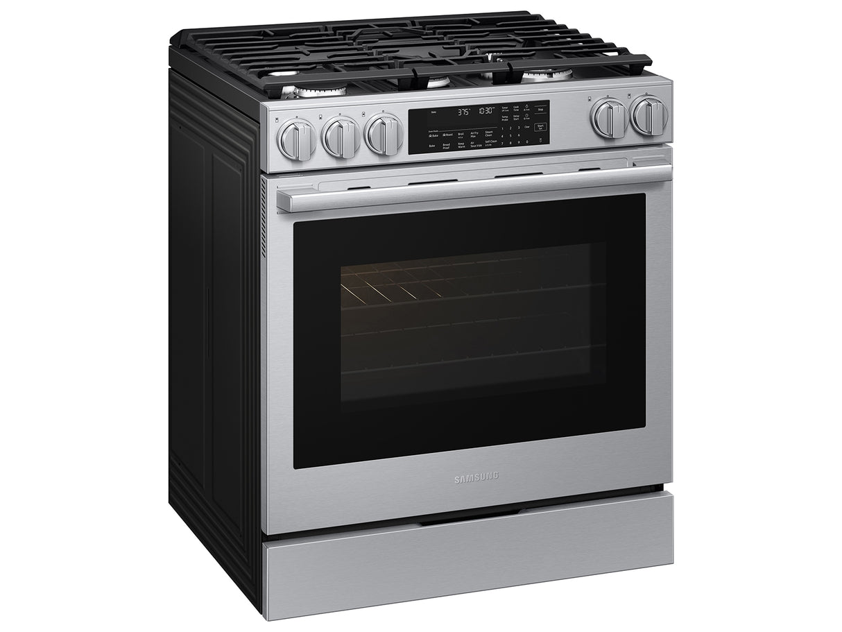 Samsung NSG90H63SR dual fuel range angled view