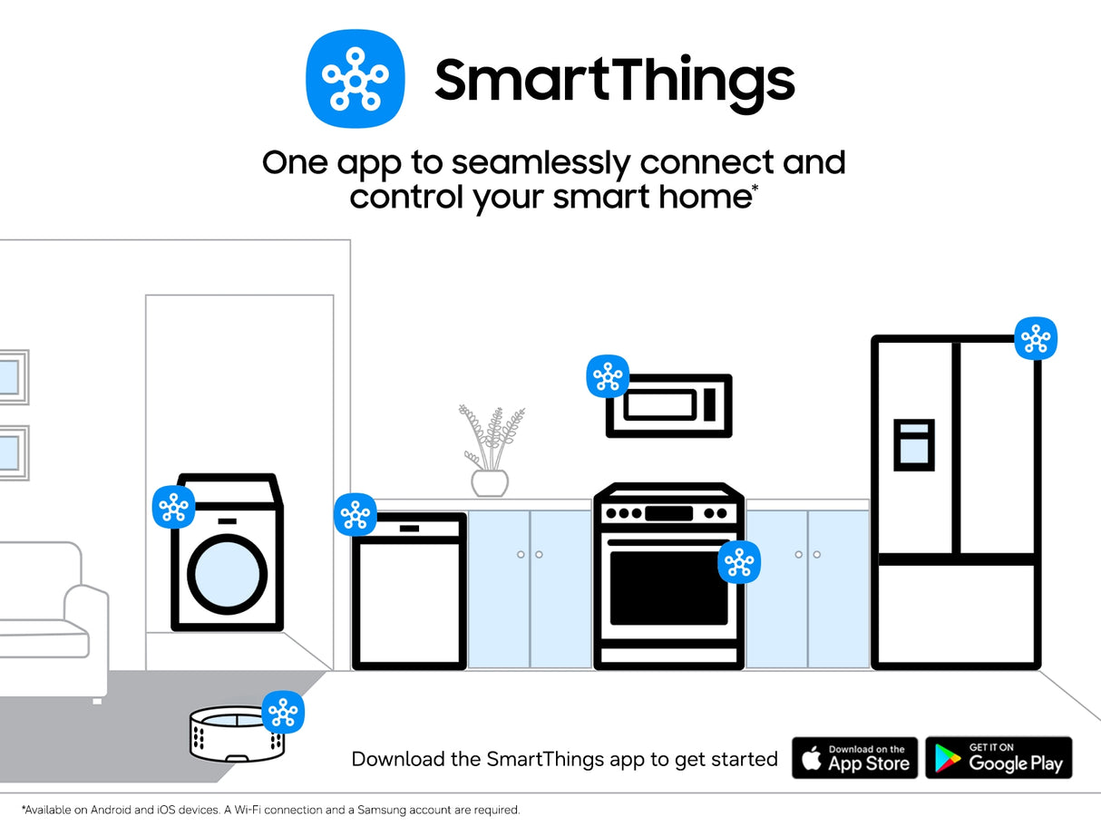 Samsung WD53DBA900HYA1 all-in-one washer dryer combo in laundry room