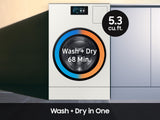 Samsung WD90F53AVYUS vented all-in-one washer dryer combo AI Home display