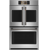 Café CTD90FP2ZS1 French-door double wall oven with Brushed Black handle hardware