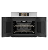 Café CTS90FP2ZS1 stainless steel French-door wall oven angled view