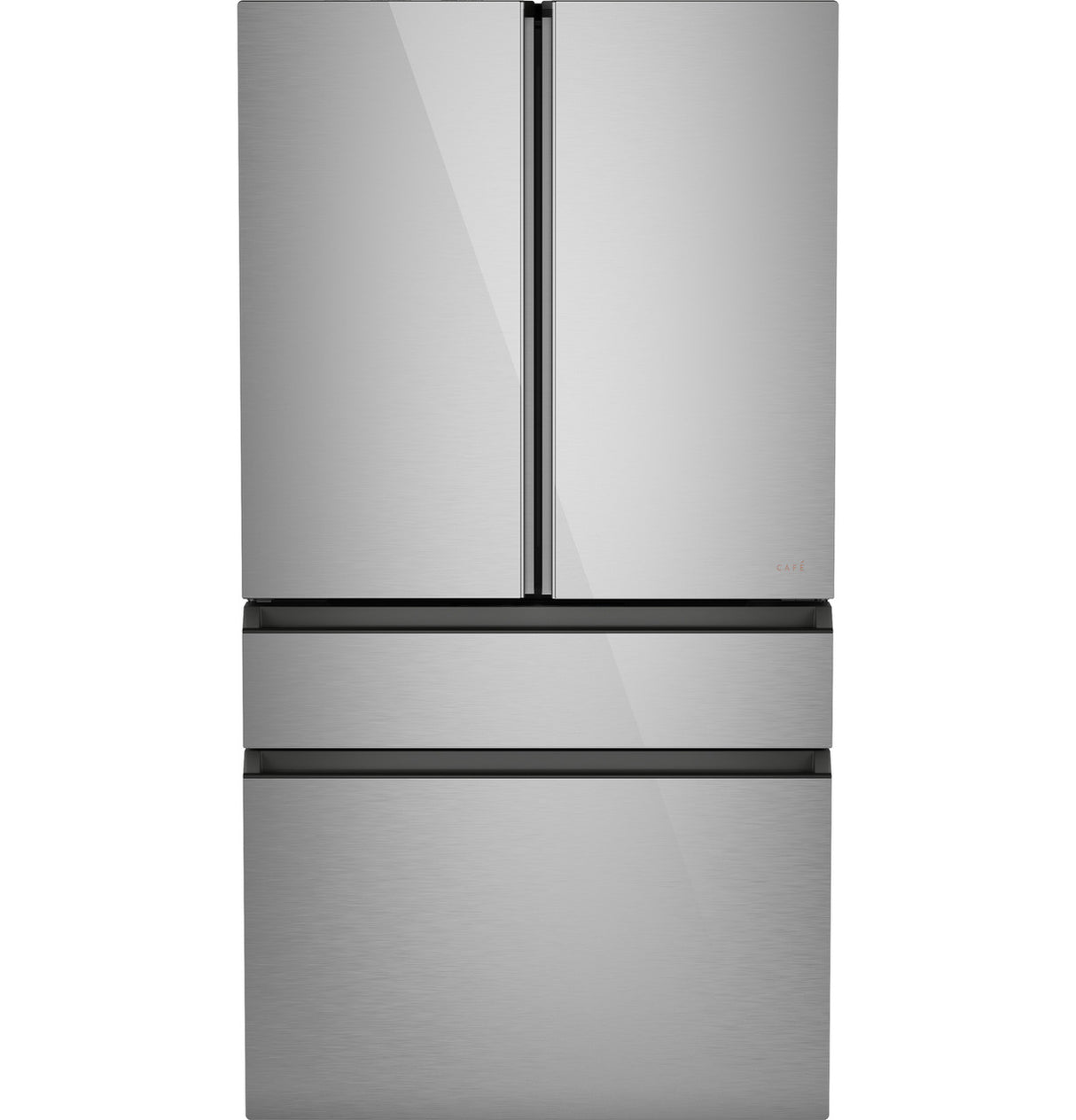 Cafe CJE23DM5WS5 refrigerator front view in platinum glass