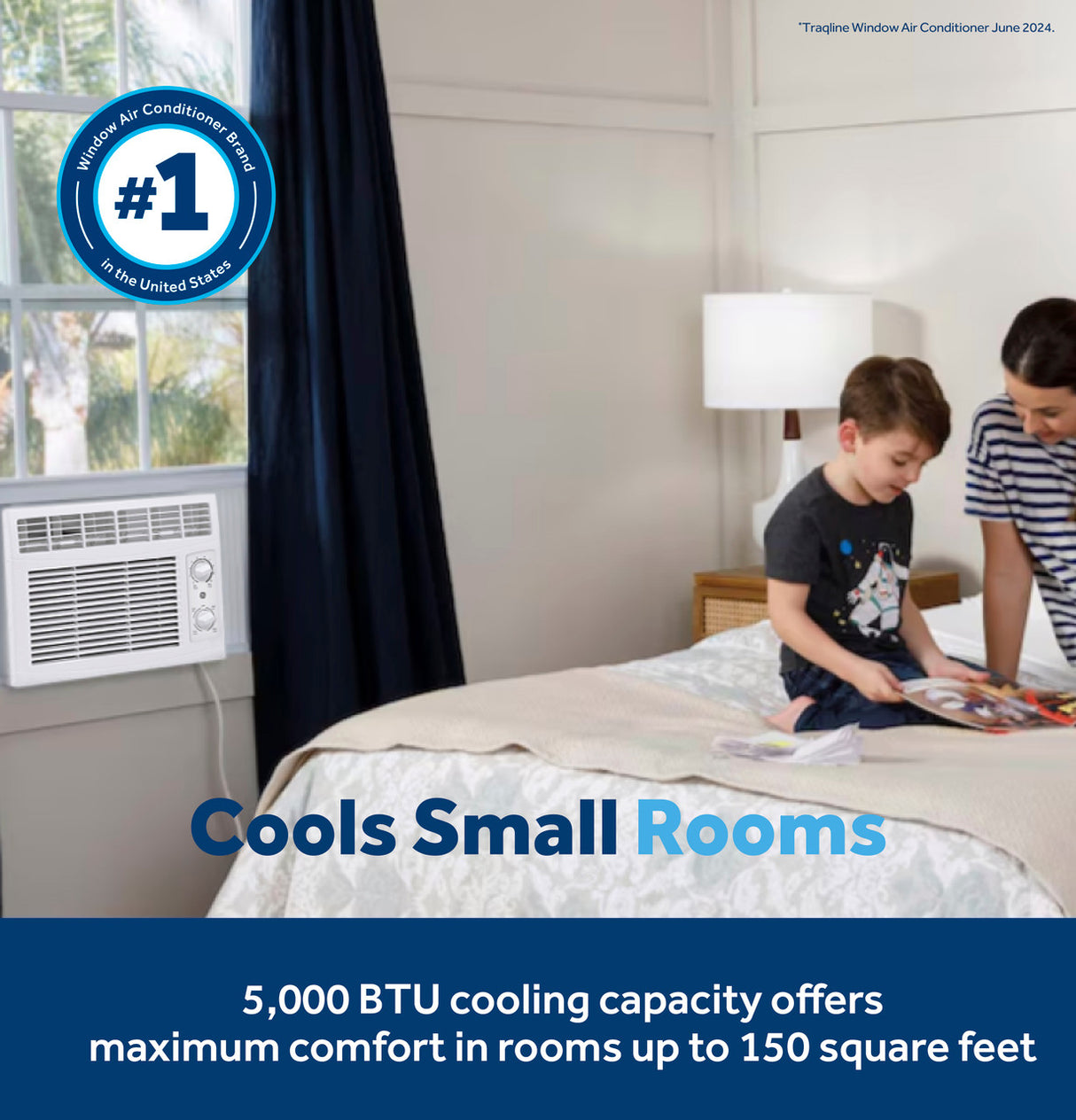 GE 5,000 BTU Mechanical Window Air Conditioner, 115V, Small Rooms up to 150 sq. ft., White
