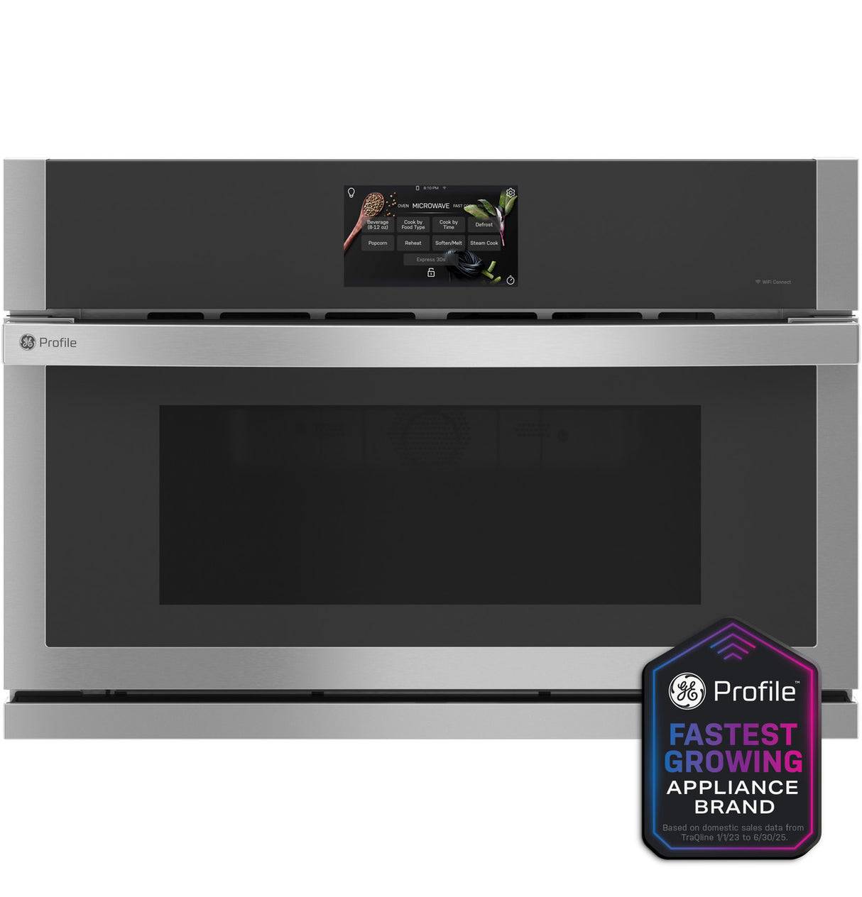GE Profile PWB7030SVSS 30 inch built-in microwave convection oven front view