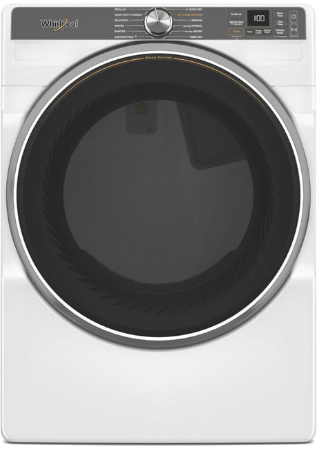 Whirlpool WED6720RW 27 inch 7.4 cu. ft. smart electric dryer with steam in white - front view