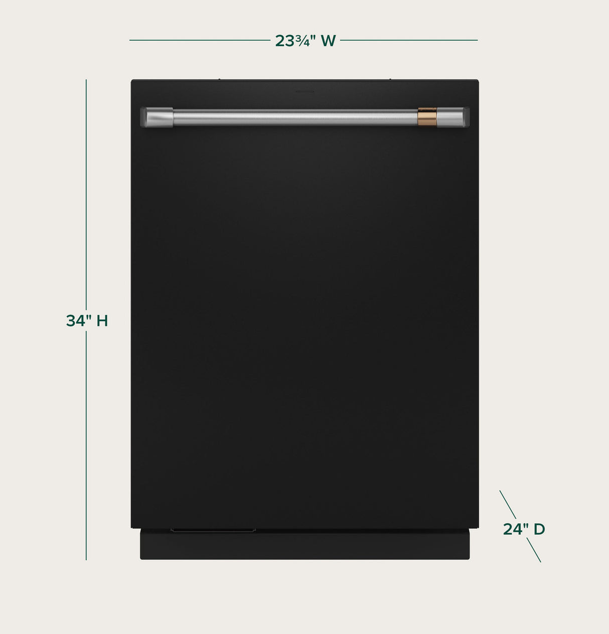 Café 24" CustomFit Smart Built-In Dishwasher with Ultra Wash & Dual Convection Ultra Dry, 16 Place Settings, 44 dBA - Matte Black with Brushed Stainless Handles