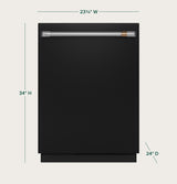 Café 24" CustomFit Smart Built-In Dishwasher with Ultra Wash & Dual Convection Ultra Dry, 16 Place Settings, 44 dBA - Matte Black with Brushed Stainless Handles