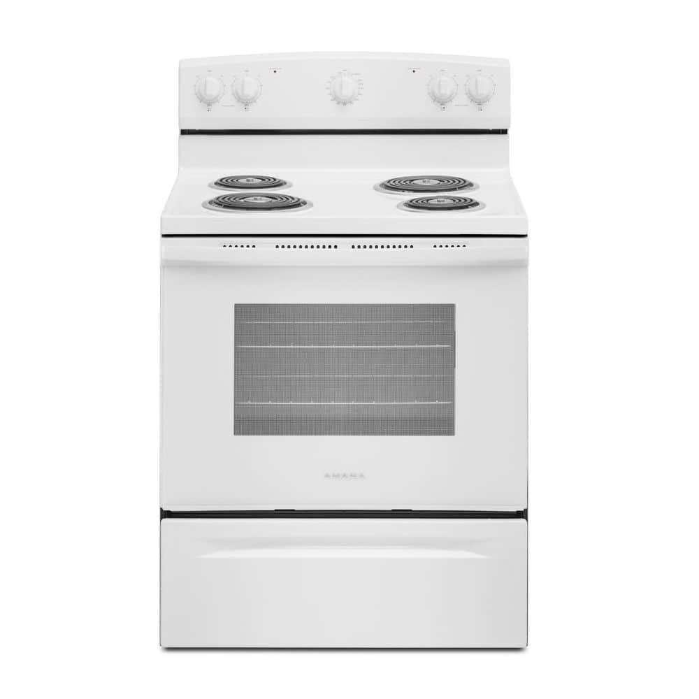 Amana AFCS2530TW 30-inch freestanding electric coil range in white