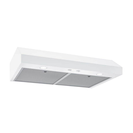 Broan GLA1303WW Glacier 30 in. under-cabinet range hood in white, front view