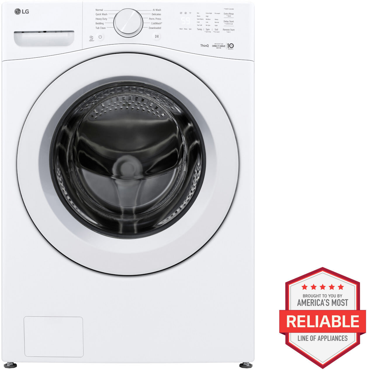 LG WM3420CW front load washer front product image