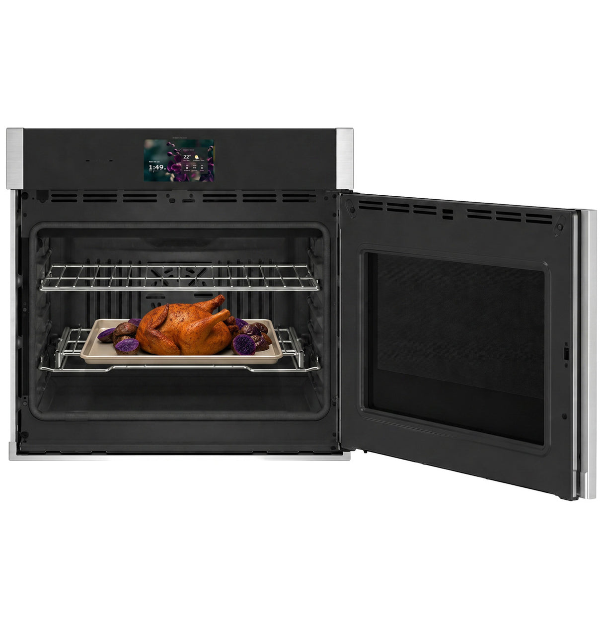 GE Profile PTS700RSZSS single wall oven with door open