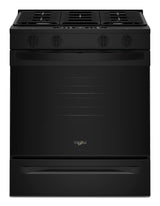 Whirlpool WSGS4530TB 30-inch black slide-in gas smart range, front view