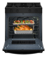Whirlpool WSGS4530TB gas range with oven door open