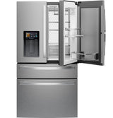 GE Profile refrigerator with French doors open