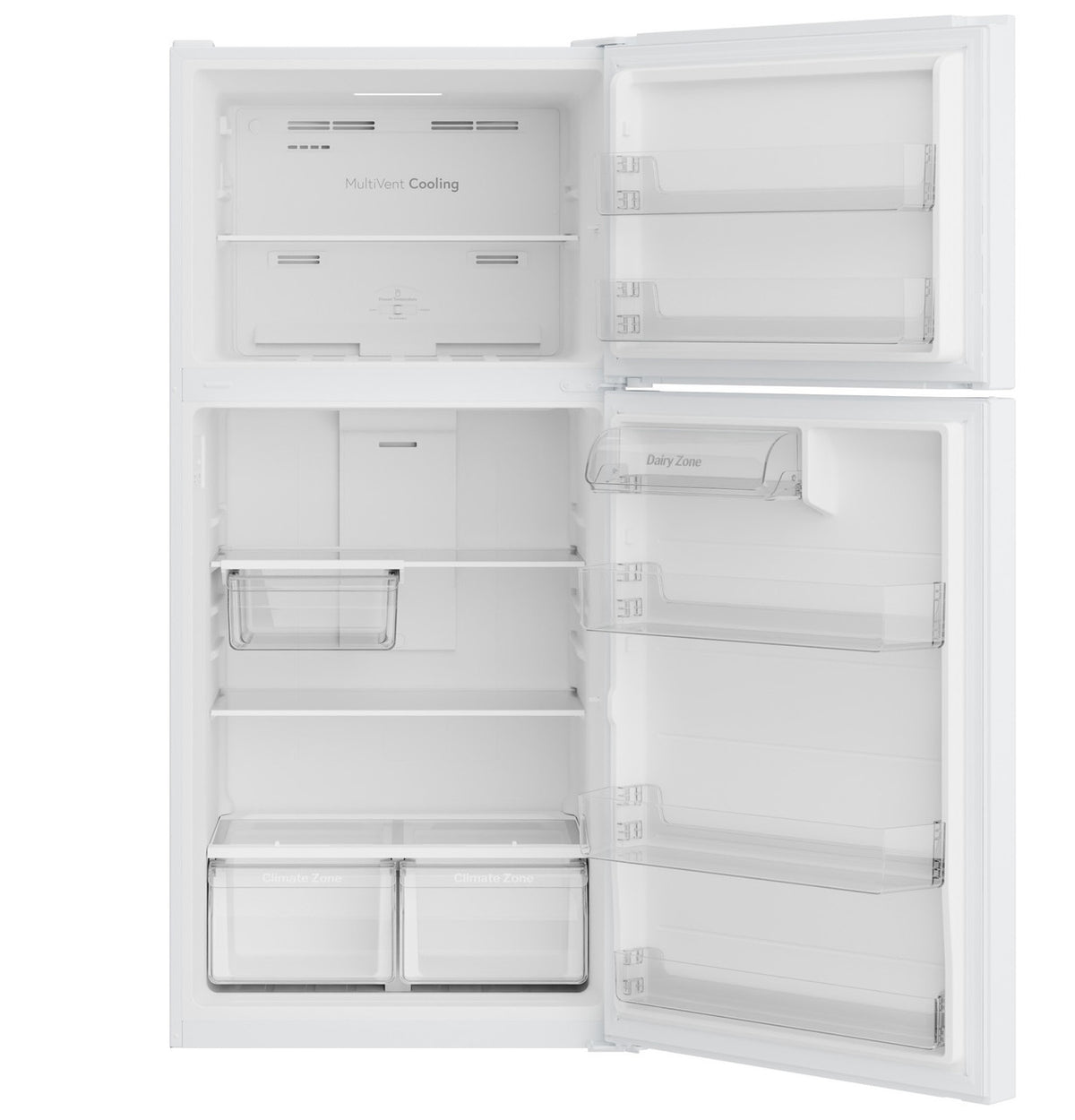 GE GPS19KGZWW refrigerator doors open showing interior