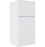 GE GPS19KGZWW white top-freezer refrigerator angled view