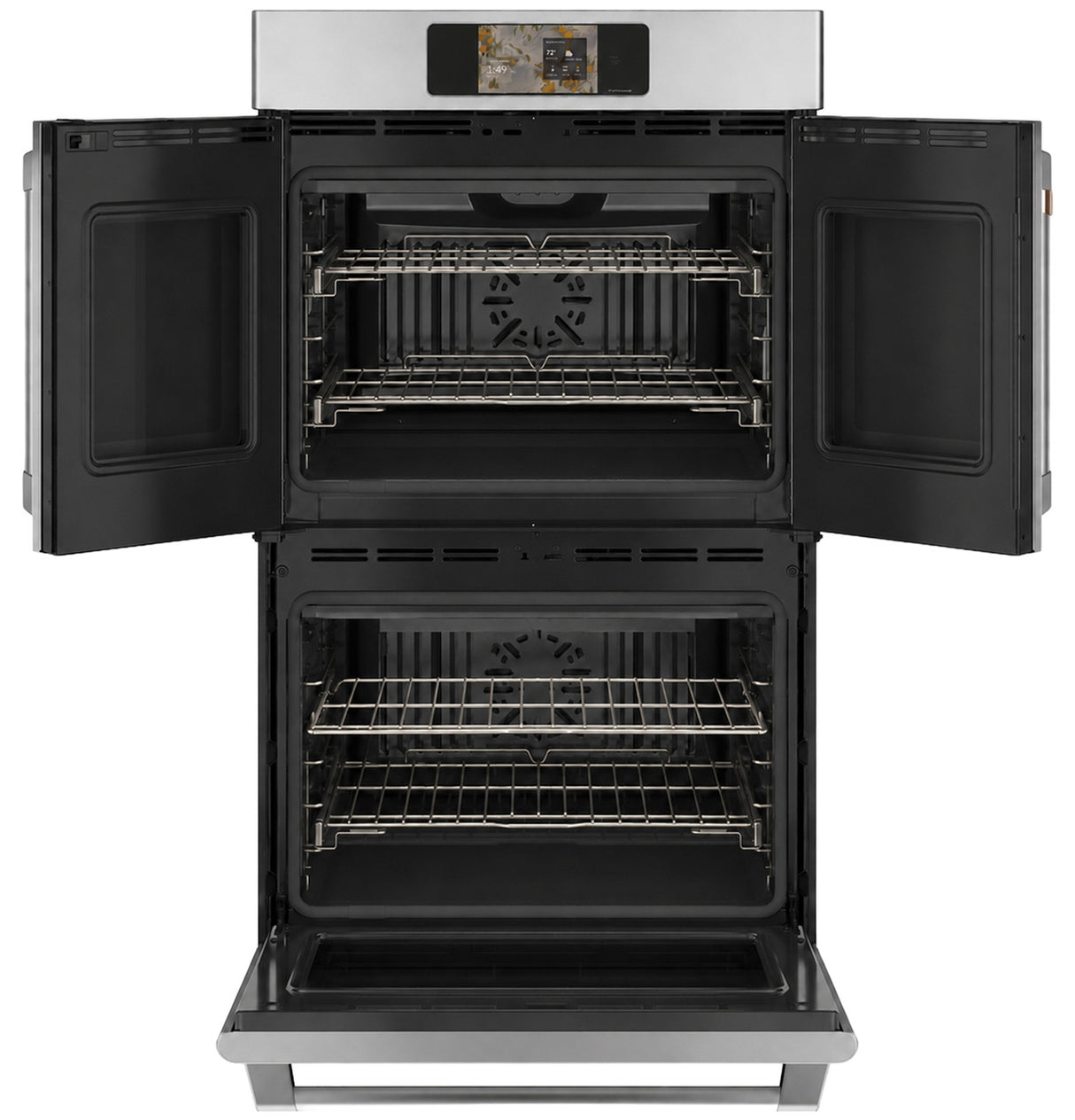 Café CTD90FP2ZS1 French-door double wall oven front view with doors closed