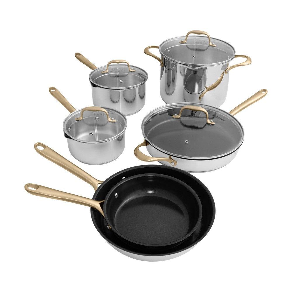 ZLINE CWSETL-NS-10 10 Piece Non-Toxic Stainless Steel with 3 Piece Nonstock Ceramic Cookware Set