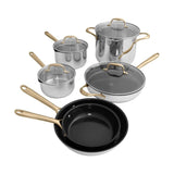 ZLINE CWSETL-NS-10 10 Piece Non-Toxic Stainless Steel with 3 Piece Nonstock Ceramic Cookware Set