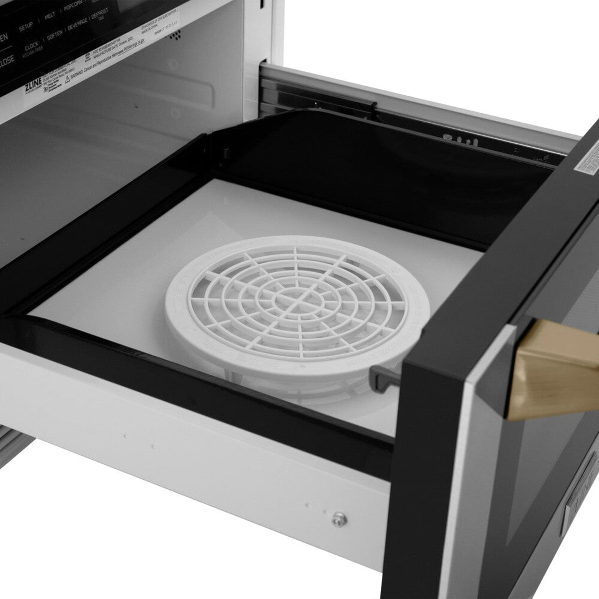 Zline Autograph Edition MWDZ1HCB 24" Built-In Microwave Drawer 1.2 cu. ft. Stainless Steel with Champagne