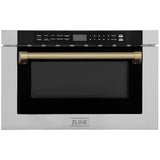 Zline Autograph Edition MWDZ1HCB 24" Built-In Microwave Drawer 1.2 cu. ft. Stainless Steel with Champagne