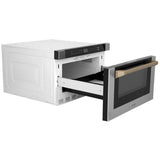 Zline Autograph Edition MWDZ1HCB 24" Built-In Microwave Drawer 1.2 cu. ft. Stainless Steel with Champagne