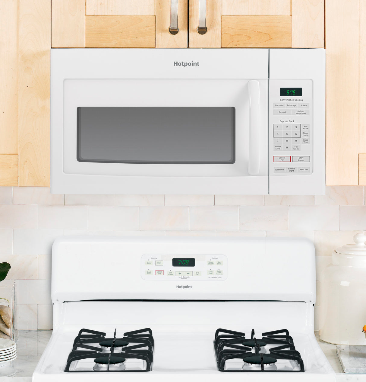 Hotpoint 1.6 Cu. Ft. Over-the-Range Microwave Oven, White - RVM5160DHWW